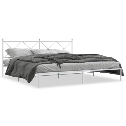 Bedframe met hoofdbord metaal wit 193x203 cm