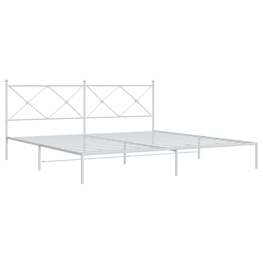 Bedframe met hoofdbord metaal wit 200x200 cm