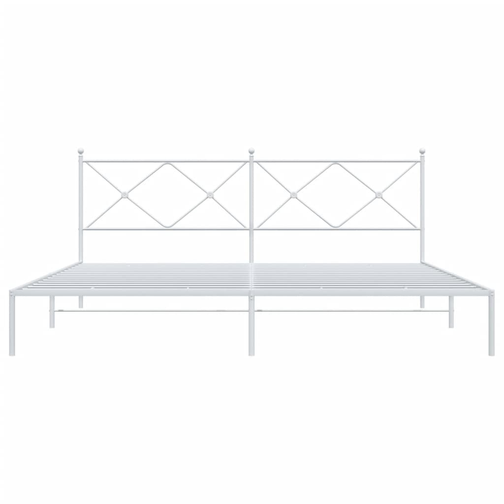 Bedframe met hoofdbord metaal wit 200x200 cm