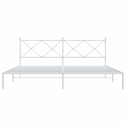 Bedframe met hoofdbord metaal wit 200x200 cm