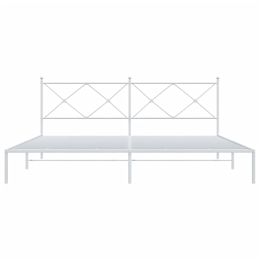 Bedframe met hoofdbord metaal wit 200x200 cm