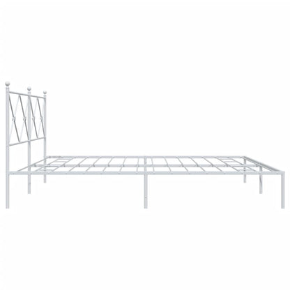 Bedframe met hoofdbord metaal wit 200x200 cm