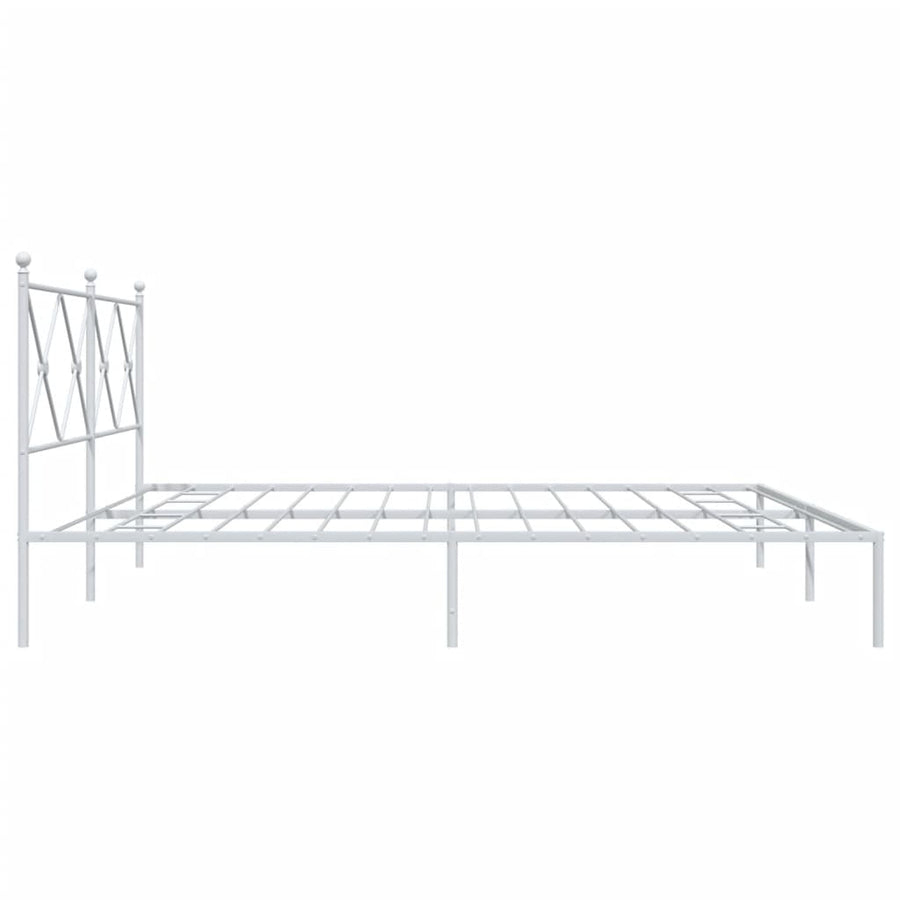 Bedframe met hoofdbord metaal wit 200x200 cm