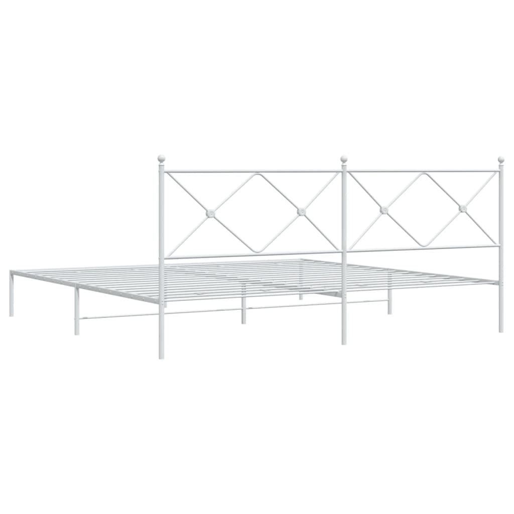Bedframe met hoofdbord metaal wit 200x200 cm