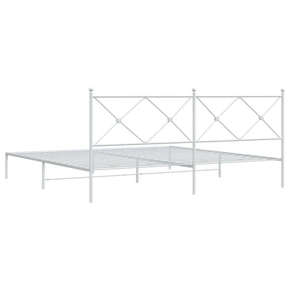 Bedframe met hoofdbord metaal wit 200x200 cm