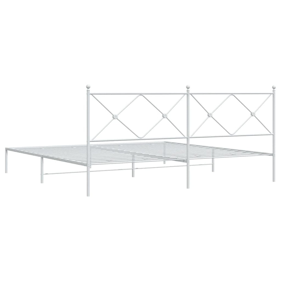Bedframe met hoofdbord metaal wit 200x200 cm