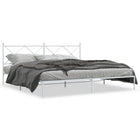 Bedframe metaal wit 200x200 cm met hoofdbord