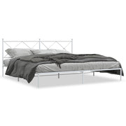 Bedframe metaal wit 200x200 cm met hoofdbord