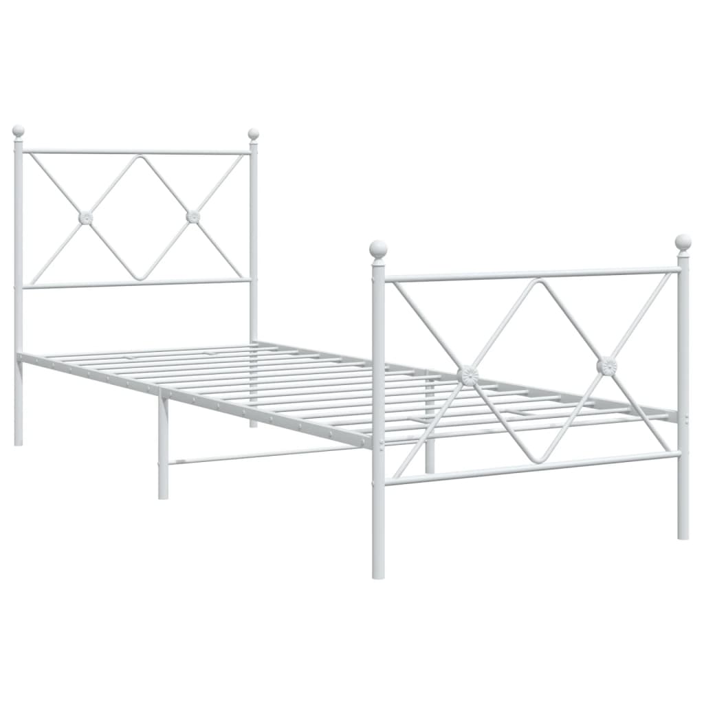 Bedframe met hoofd- en voeteneinde metaal wit 75x190 cm