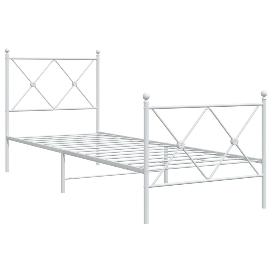 Bedframe met hoofd- en voeteneinde metaal wit 75x190 cm