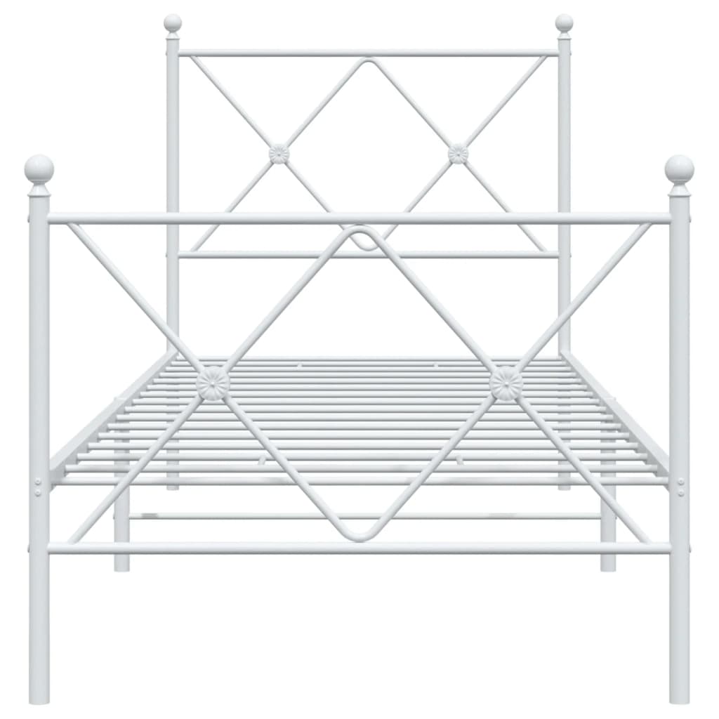 Bedframe met hoofd- en voeteneinde metaal wit 75x190 cm