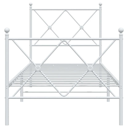 Bedframe met hoofd- en voeteneinde metaal wit 75x190 cm