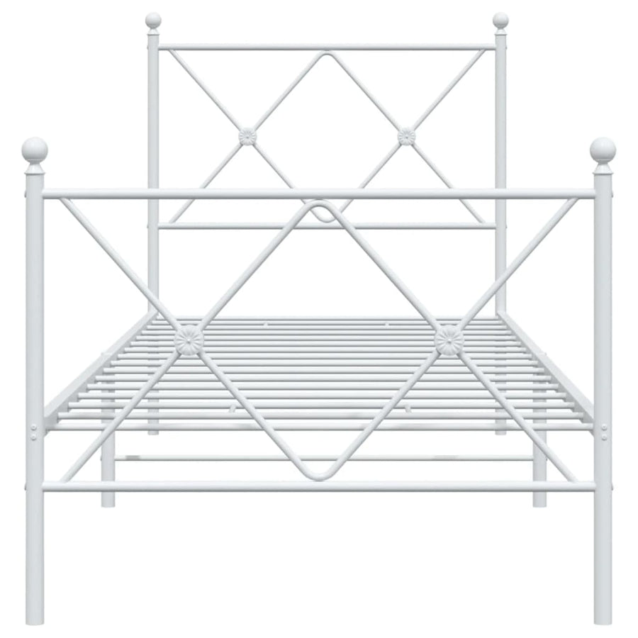 Bedframe met hoofd- en voeteneinde metaal wit 75x190 cm