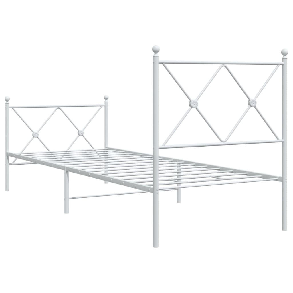 Bedframe met hoofd- en voeteneinde metaal wit 75x190 cm