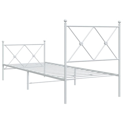 Bedframe met hoofd- en voeteneinde metaal wit 75x190 cm