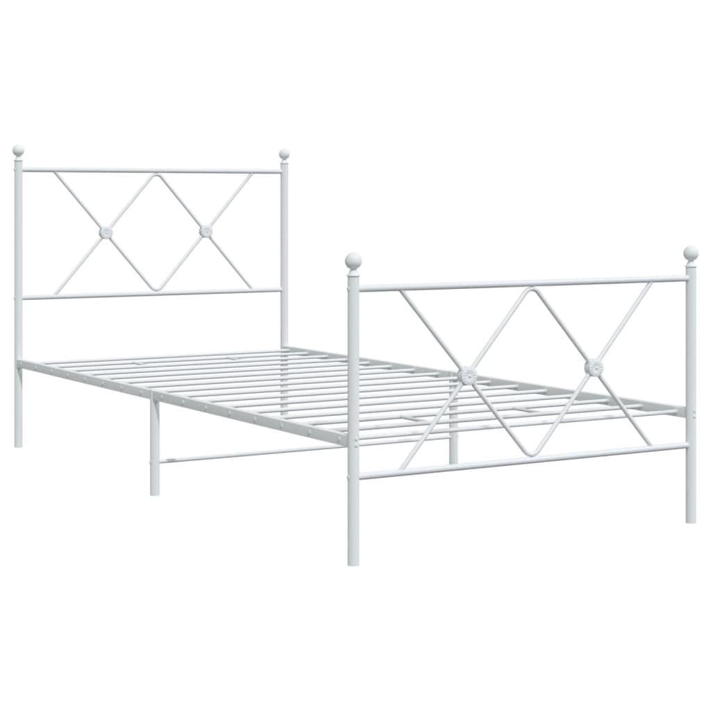 Bedframe met hoofd- en voeteneinde metaal wit 90x190 cm