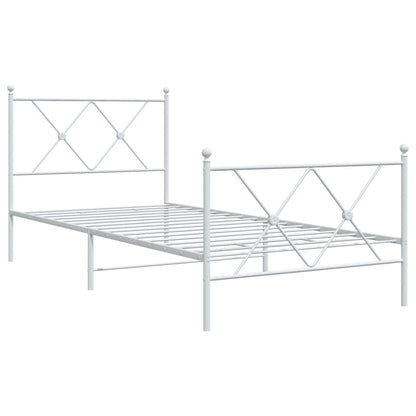 Bedframe met hoofd- en voeteneinde metaal wit 90x190 cm