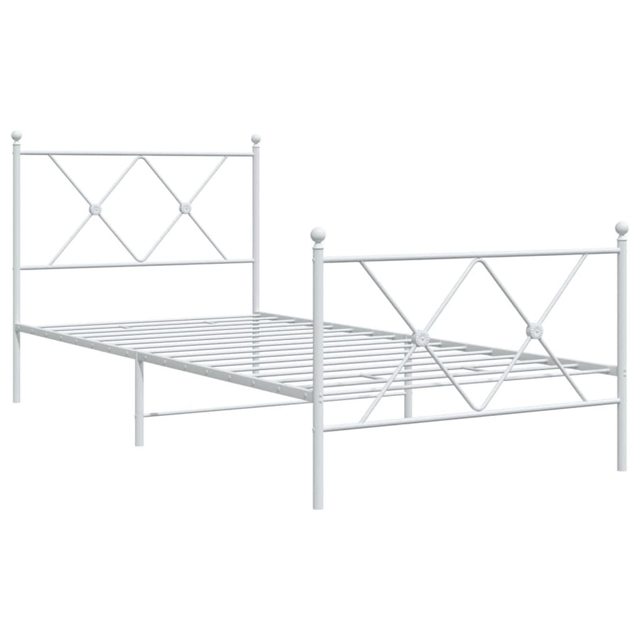 Bedframe met hoofd- en voeteneinde metaal wit 90x190 cm