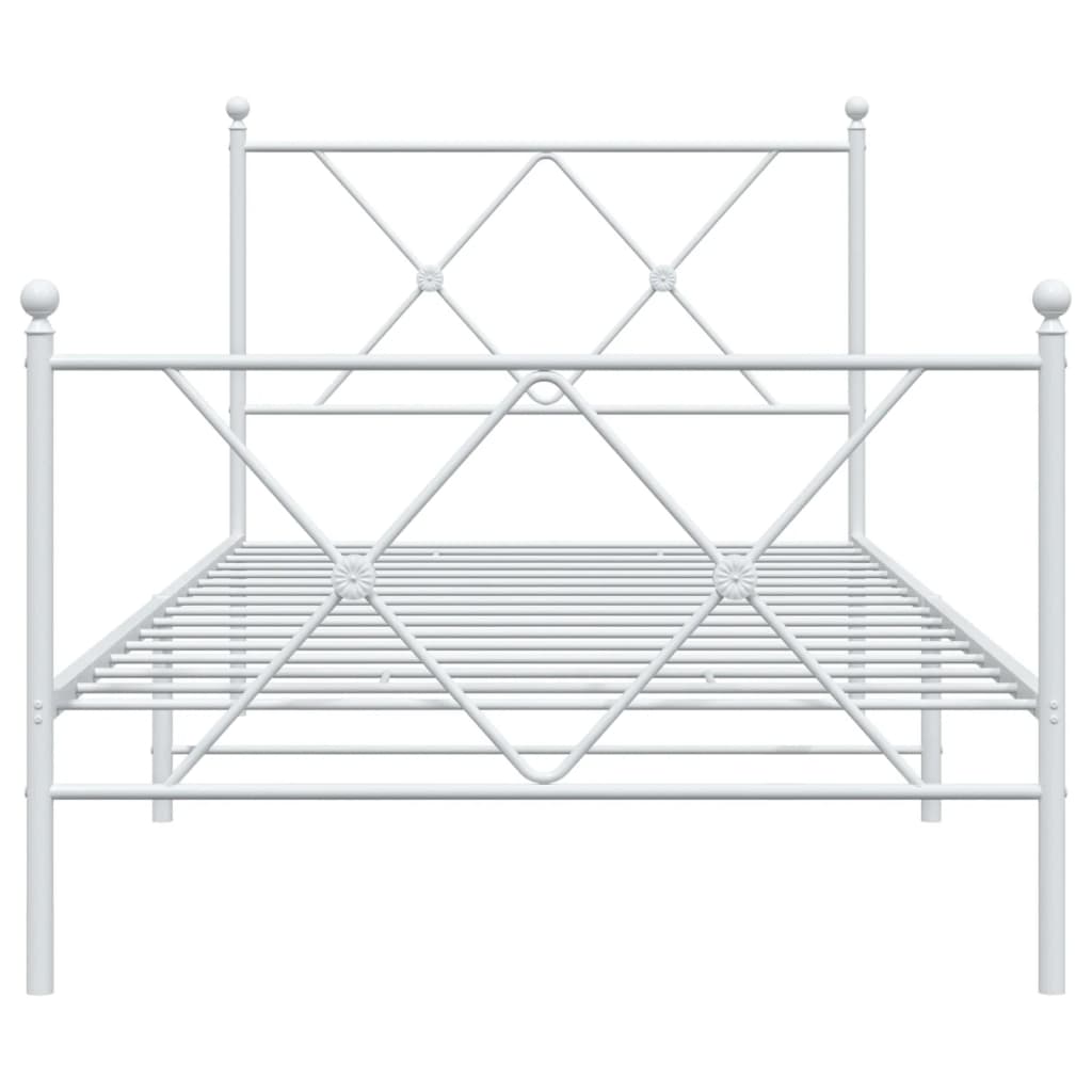 Bedframe met hoofd- en voeteneinde metaal wit 90x190 cm