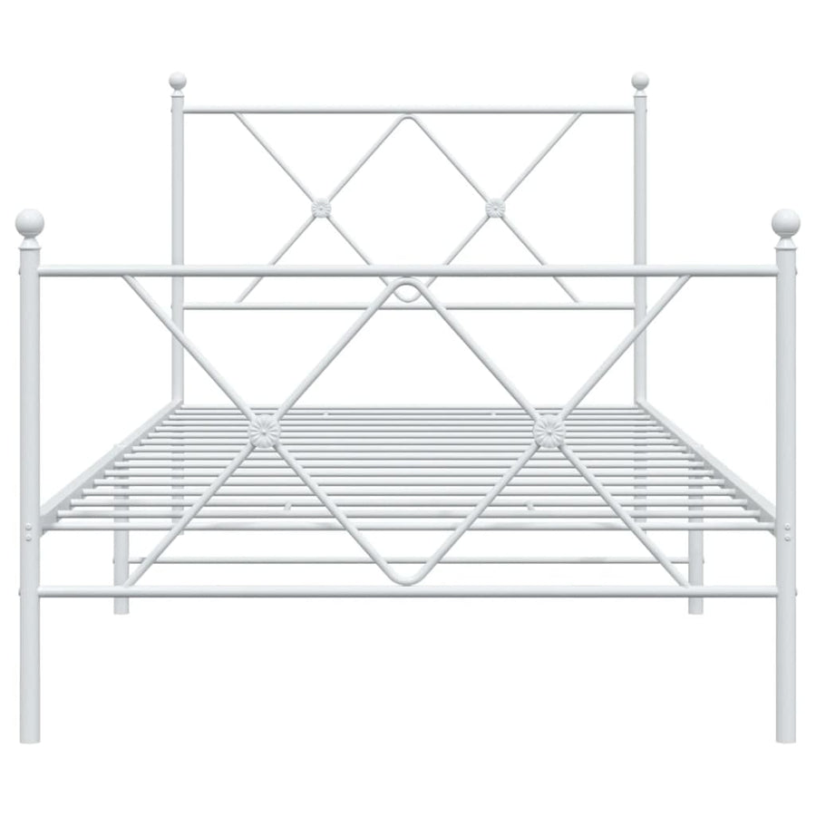 Bedframe met hoofd- en voeteneinde metaal wit 90x190 cm
