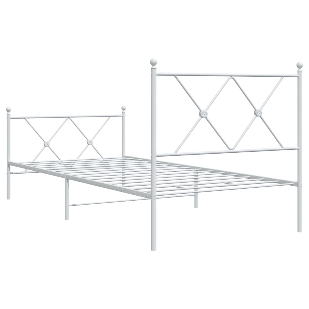 Bedframe met hoofd- en voeteneinde metaal wit 90x190 cm