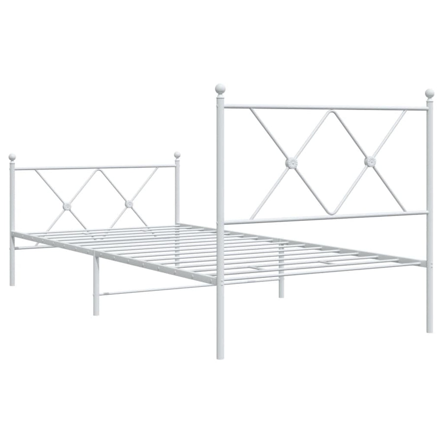 Bedframe met hoofd- en voeteneinde metaal wit 90x190 cm