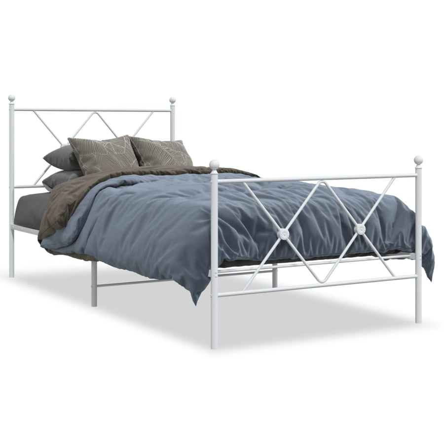 Bedframe met hoofd- en voeteneinde metaal wit 90x190 cm