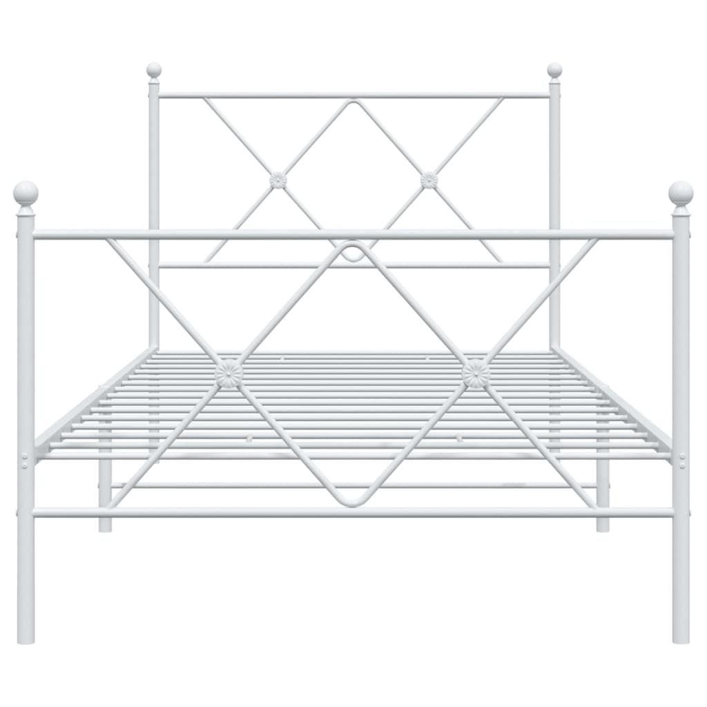 Bedframe met hoofd- en voeteneinde metaal wit 90x200 cm