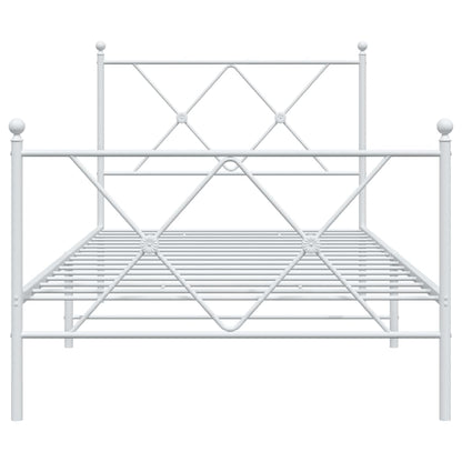 Bedframe met hoofd- en voeteneinde metaal wit 90x200 cm