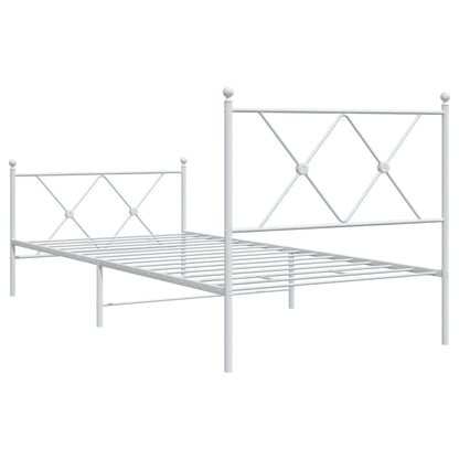 Bedframe met hoofd- en voeteneinde metaal wit 90x200 cm