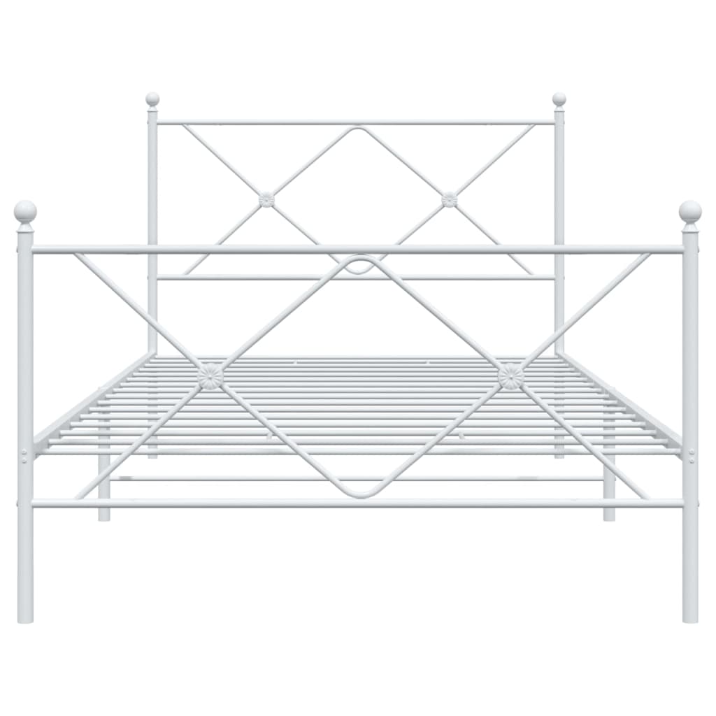 Bedframe met hoofd- en voeteneinde metaal wit 100x190 cm