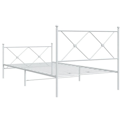 Bedframe met hoofd- en voeteneinde metaal wit 100x190 cm
