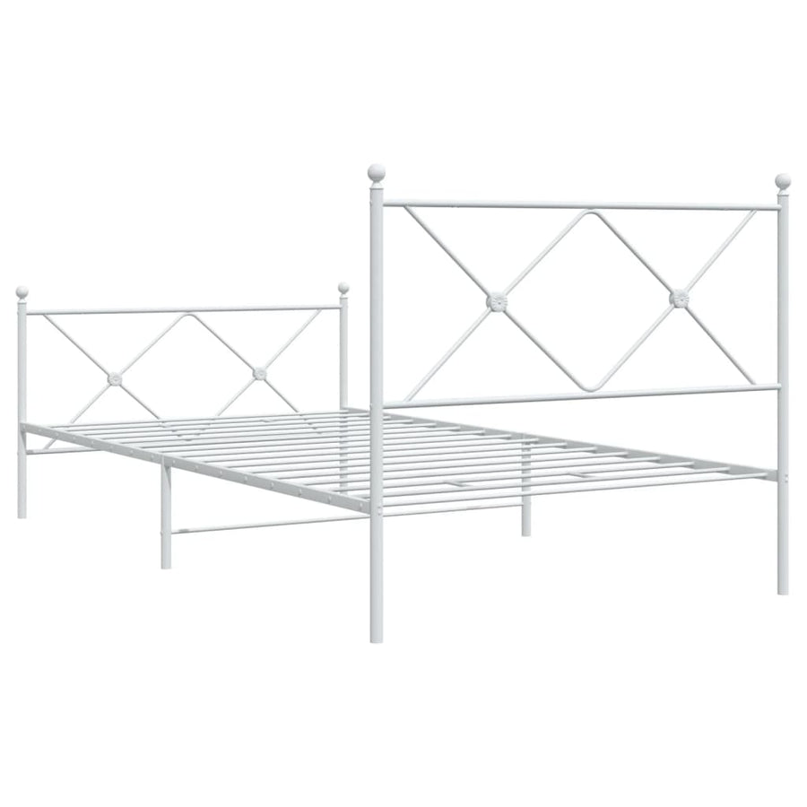 Bedframe met hoofd- en voeteneinde metaal wit 100x190 cm