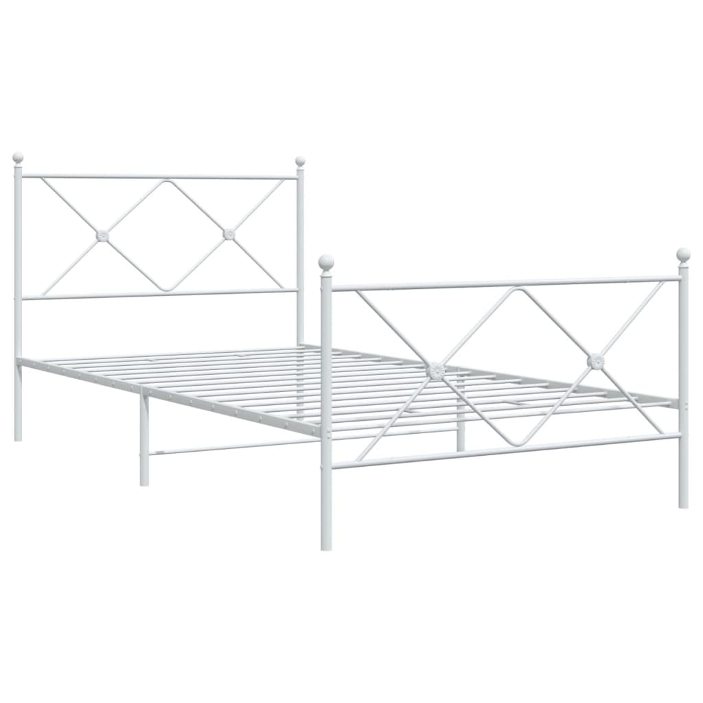 Bedframe met hoofd- en voeteneinde metaal wit 107x203 cm