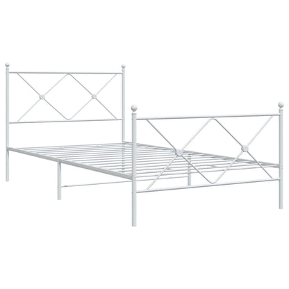 Bedframe met hoofd- en voeteneinde metaal wit 107x203 cm