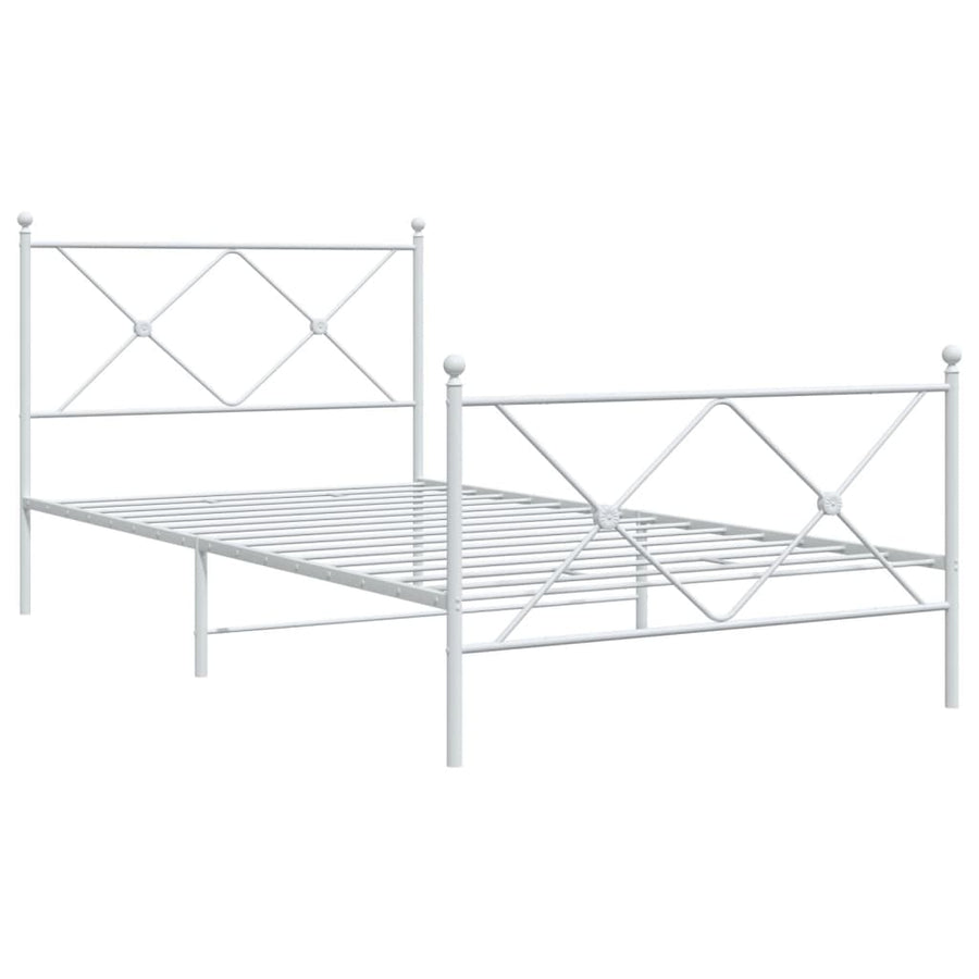 Bedframe met hoofd- en voeteneinde metaal wit 107x203 cm