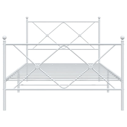 Bedframe met hoofd- en voeteneinde metaal wit 107x203 cm