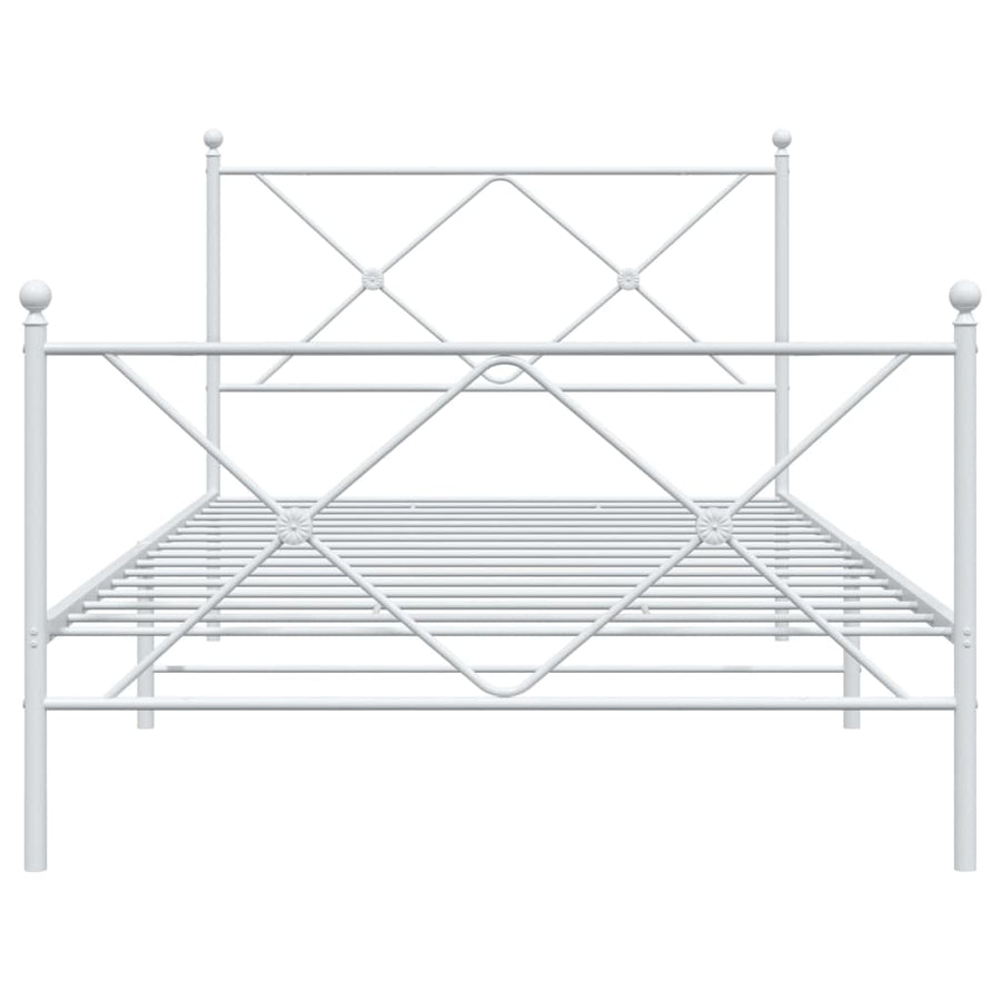 Bedframe met hoofd- en voeteneinde metaal wit 107x203 cm