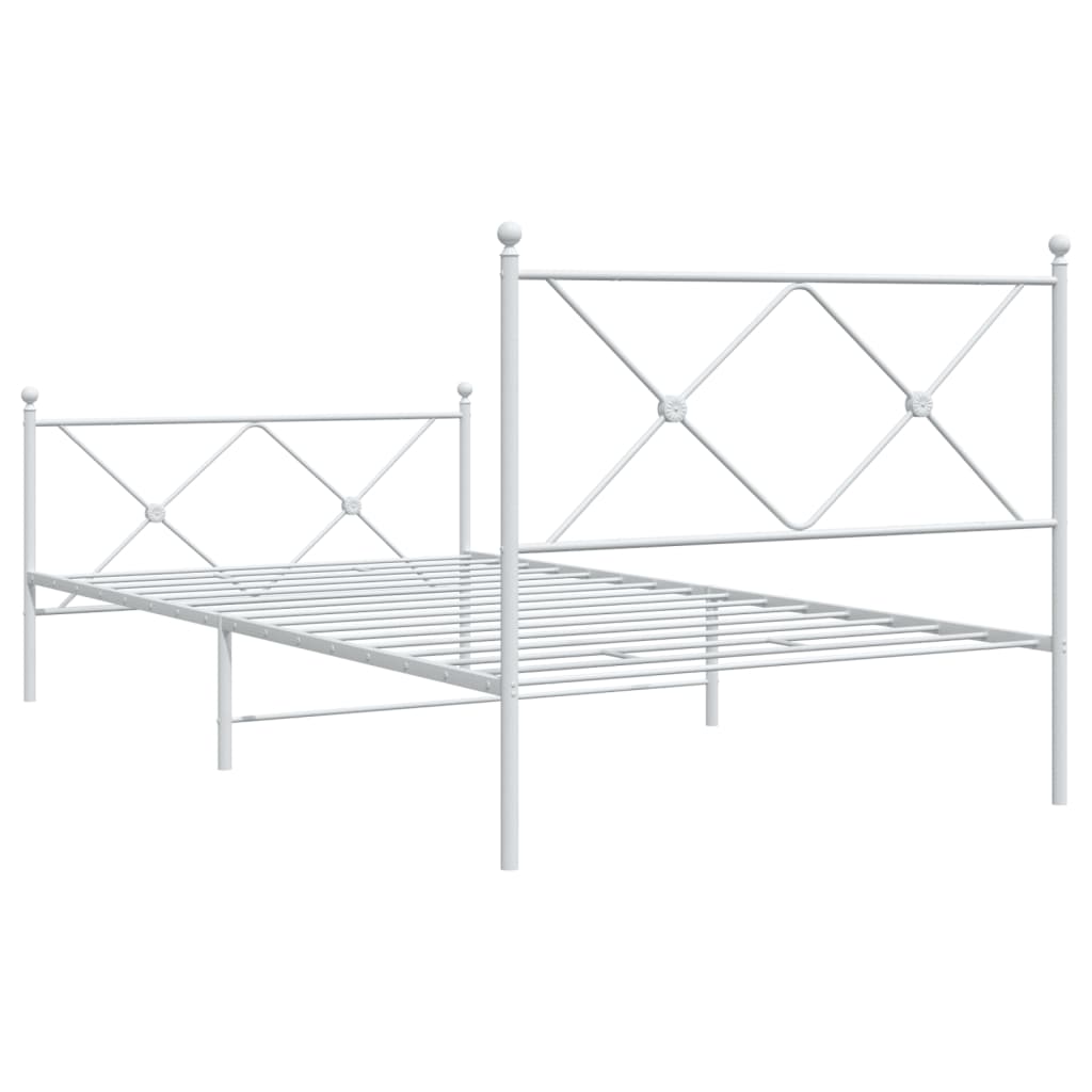 Bedframe met hoofd- en voeteneinde metaal wit 107x203 cm