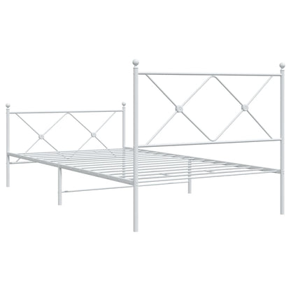 Bedframe met hoofd- en voeteneinde metaal wit 107x203 cm