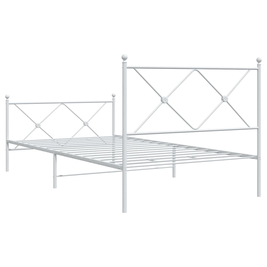 Bedframe met hoofd- en voeteneinde metaal wit 107x203 cm