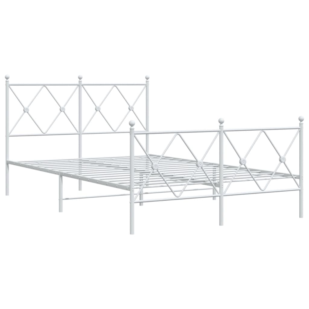 Bedframe met hoofd- en voeteneinde metaal wit 120 x 190 cm