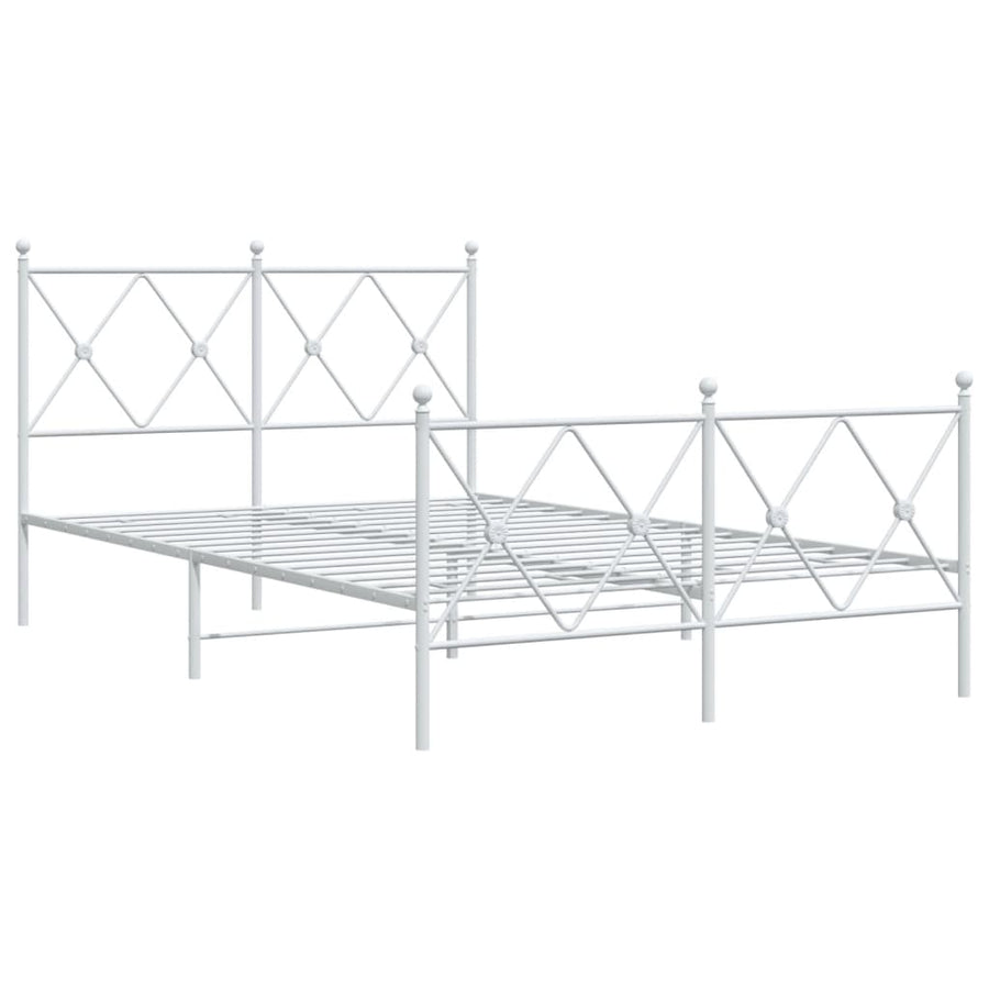 Bedframe met hoofd- en voeteneinde metaal wit 120 x 190 cm