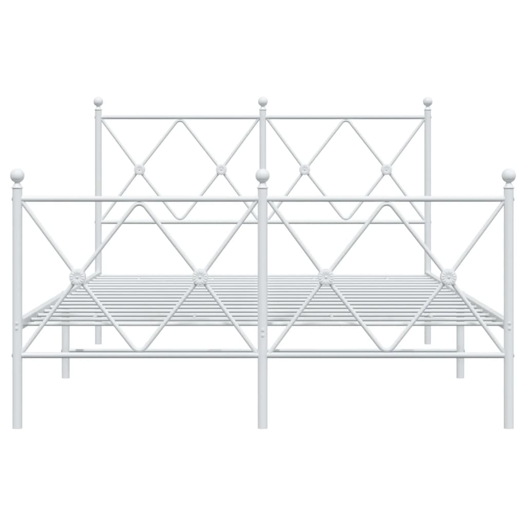 Bedframe met hoofd- en voeteneinde metaal wit 120 x 190 cm