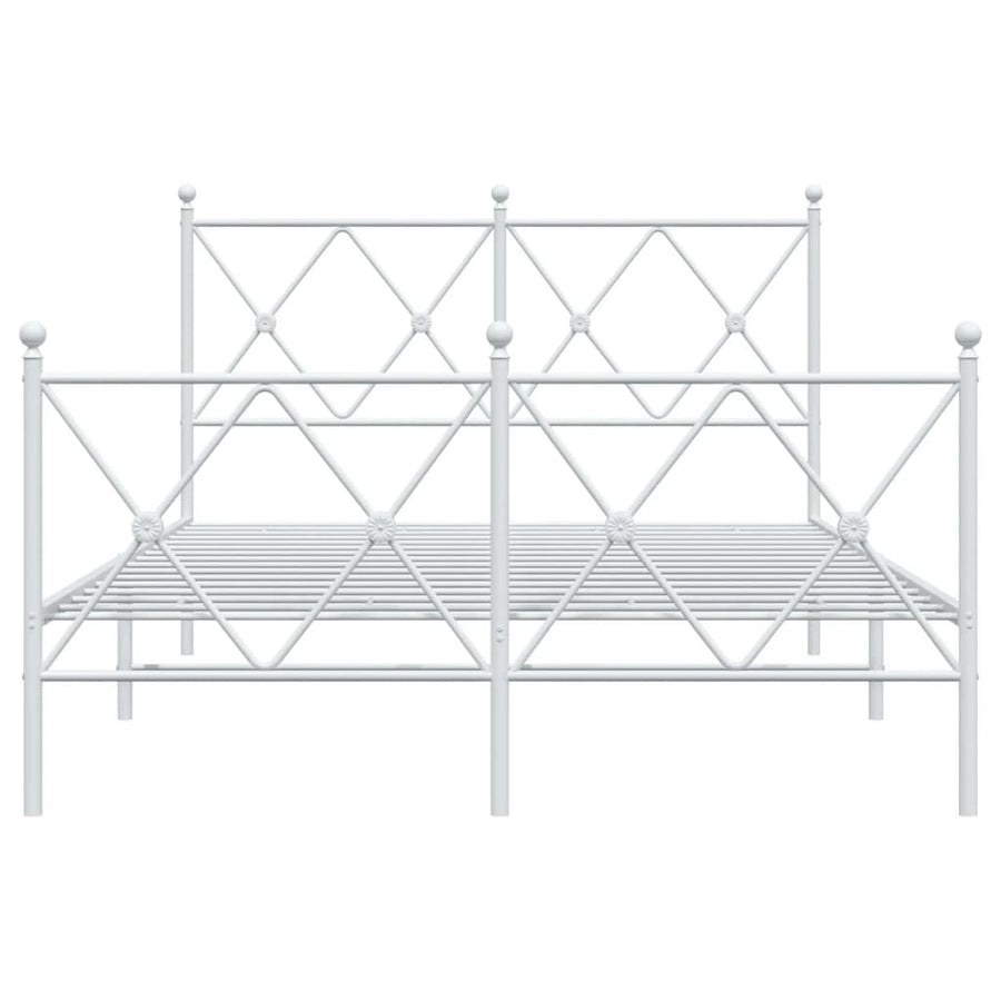 Bedframe met hoofd- en voeteneinde metaal wit 120 x 190 cm