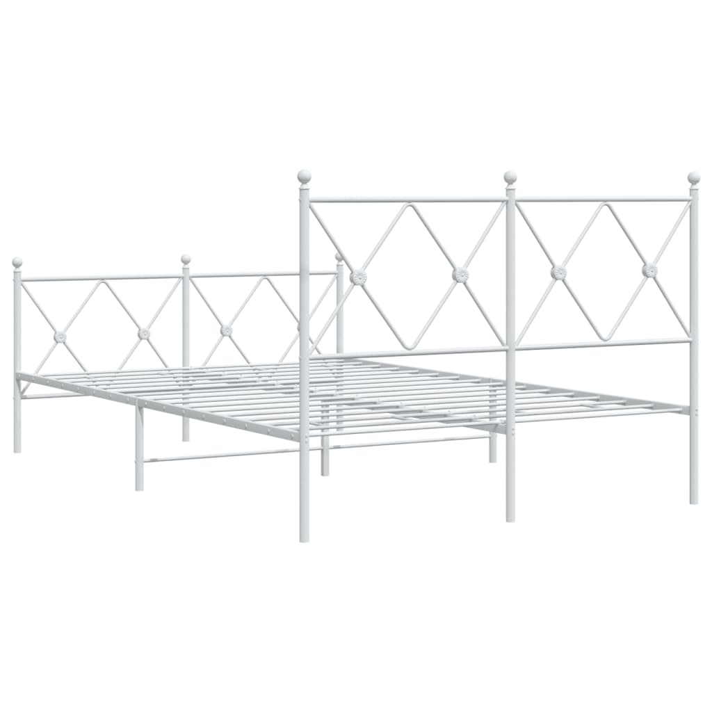 Bedframe met hoofd- en voeteneinde metaal wit 120 x 190 cm