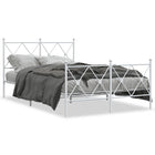 Metal white bed frame with headboard and footboard 120 x 190 cm