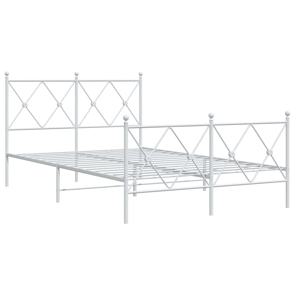 Bedframe met hoofd- en voeteneinde metaal wit 120x200 cm
