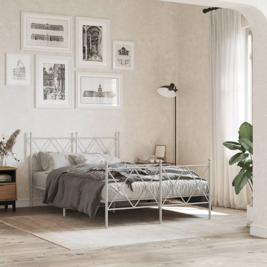 Bedframe met hoofd- en voeteneinde metaal wit 120x200 cm