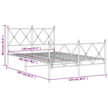 Bedframe met hoofd- en voeteneinde metaal wit 120x200 cm